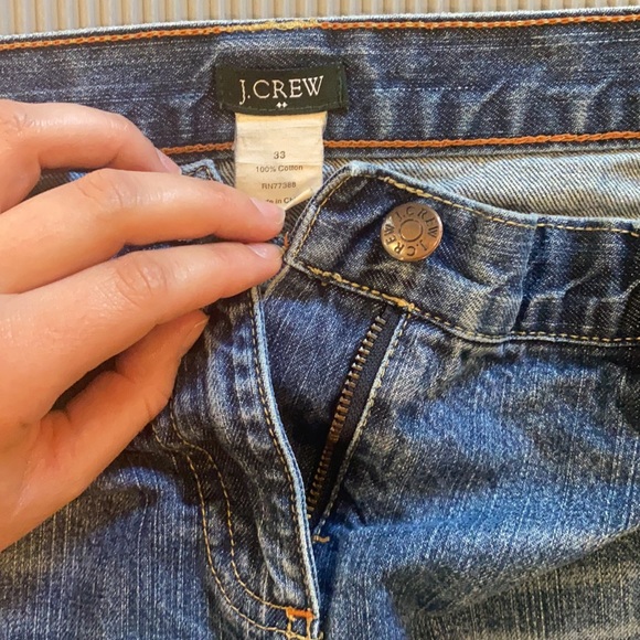 J Crew Denim Mini Skirt w/ Raw Hem Frayed Edges Size 33 - Picture 2 of 8